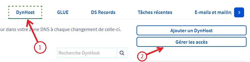 Manage access DynHost